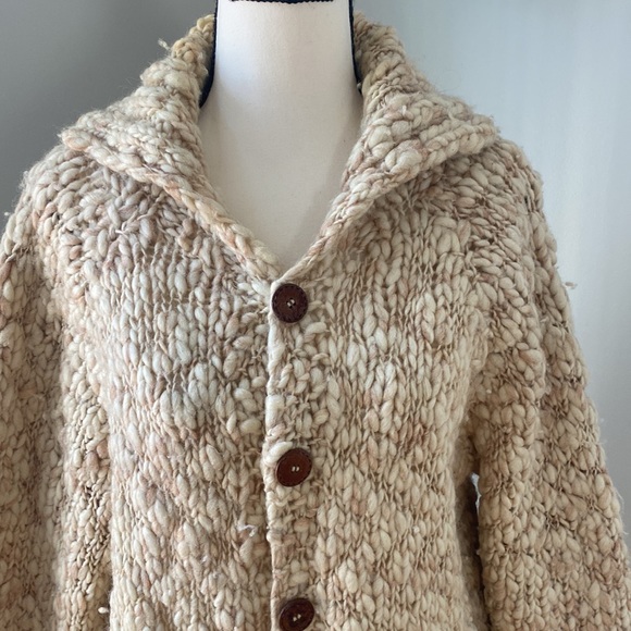 Vintage Danspin Handmade wool sweater made in Denmark neutral boxy cardigan - Picture 5 of 13